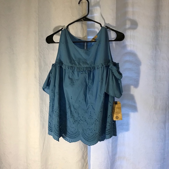 Democracy Tops - Blue Off The Shoulder Democracy Top